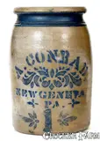 A. Conrad, A. CONRAD / NEW GENEVA, PA Stoneware Jar with Stenciled Decoration, circa 1875, Stoneware