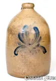 M. & T. Miller, M. & T. MILLER / NEWPORT, PA 2 Gal. Stoneware Jug w/ Floral Decoration
