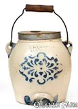 F.H. Cowden, F. H. COWDEN / HARRISBURG, PA Stoneware Batter Pail with Stenciled Decoration