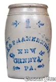 Eneix & Frankberry, Rare 1 Gal. ENEIX & FRANKBERRY / NEW GENEVA, PA Stoneware Jar, circa 1875, Stoneware