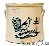 J. & E. Norton, Rare J. & E. NORTON / BENNINGTON, VT Stoneware Crock with Rooster Decoration, circa 1855, Stoneware