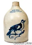 1 Gal. NEW YORK STONEWARE CO. / FORT EDWARD, NY Stoneware Bird Jug by New York Stoneware Co., circa 1875, Stoneware, sold Jul 2019