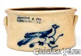 Rare J. NORTON & CO. / BENNINGTON, VT Stoneware Butter Crock w/ Bird Decoration by J. Norton & Co., circa 1860, Stoneware, sold Jul 2019