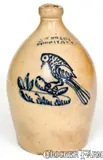 C. W. Braun, Fine C. W. BRAUN / BUFFALO, NY Stoneware Jug w/ Slip-Trailed Bird Decoration