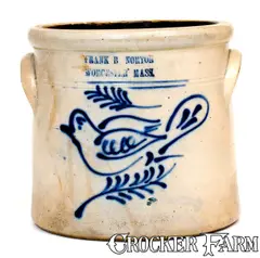 Frank B. Norton, FRANK B. NORTON / WORCESTER, MASS. Stoneware Crock with Dove Decoration, circa 1880, Stoneware