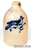 J. NORTON & CO. / BENNINGTON, VT Stoneware Jug with Bird Decoration by J. Norton & Co., circa 1860, Stoneware, sold Jul 2019