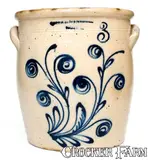 T. Harrington, T. HARRINGTON / LYONS Stoneware Jar w/ Elaborate Slip-Trailed Floral Decoration, circa 1860, Stoneware