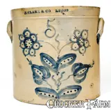 N. Clark & Co., 5 Gal. N. CLARK & CO. / LYONS Stoneware Crock w/ Profuse Floral Decoration