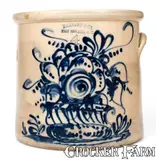 Haxstun & Co., HAXSTUN & CO. / FORT EDWARD, N. Y. Stoneware Crock w/ Elaborate Flowering Urn