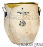 O.S. Cadwell, Very Rare O.S. CADWELL / HARTFORD Stoneware Jar w/ Impressed Eagle and Coggled Designs, circa 1830, Stoneware