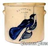N.A. White & Son, 2 Gal. N. A. WHITE & SON / UTICA, NY Stoneware Paddletail Bird Crock