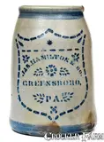 Jas. Hamilton & Co., Fine JAS. HAMILTON & CO. / GREENSBORO, PA Stoneware Wax Sealer w/ Shield Decoration, circa 1875, Stoneware