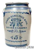 James Hamilton & Co., 5 Gal. JAMES HAMILTON & CO. / GREENSBORO, PA Stoneware Jar w/ Stenciled Decoration, circa 1875, Stoneware