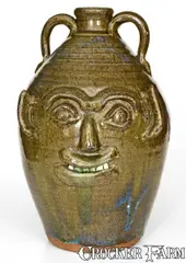 B.B. Craig, Large-Sized Double-Handled B. B. CRAIG / VALE, NC Stoneware Face Jug, early fourth quarter 20th century, Stoneware