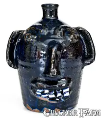 B.B. Craig, Fine B. B. CRAIG / VALE, NC Blue Stoneware Face Jug, early fourth quarter 20th century, Stoneware