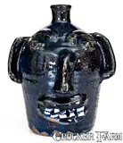 B.B. Craig, Fine B. B. CRAIG / VALE, NC Blue Stoneware Face Jug