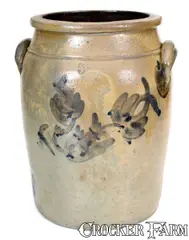 Mckenzie & Jackson, 5 Gal. MCKENZIE & JACKSON / BEAVER, PA Stoneware Jar w/ Floral Decoration, circa 1855, Stoneware