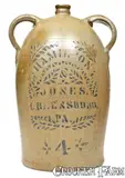Hamilton & Jones, 4 Gal. HAMILTON & JONES / GREENSBORO, PA Stoneware Double-Handled Jug, circa 1875, Stoneware