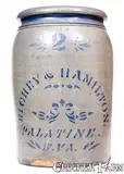 Richey & Hamilton, 2 Gal. RICHEY & HAMILTON / PALATINE, W. VA. Stoneware Jar