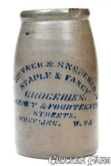 Gunner & Snedeker, Fine GUNNER & SNEDEKER / WHEELING, W. VA Stoneware Wax Sealer w/ Stenciled Advertising, circa 1875, Stoneware