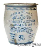 Wm. Haslage & Co., WM. HASLAGE & CO. / GROCERS AND TEA DEALERS / PITTSBURGH, PA Advertising Jar (2 Gal.), circa 1875, Stoneware