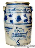 R. Peet, Unusual 6 Gal. Western PA Stoneware Jar w/ R. PEET / PITTSBURGH Advertising, circa 1865, Stoneware