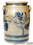 A & W Boughner, Rare A. & W. BOUGHNER / GREENSBORO, PA Stoneware Jar w/ Fine Cobalt Floral Decoration, circa 1865, Stoneware