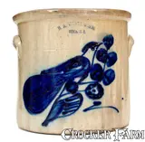 N.A. White & Son, 4 Gal. N. A. WHITE & SON / UTICA, NY Stoneware Jug w/ Bold Paddletail Bird Decoration