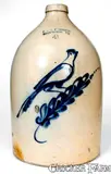 4 Gal. E. & L. P. NORTON / BENNINGTON, VT Stoneware Jug w/ Bird Decoration by E & L P Norton, circa 1870, Stoneware, sold Mar 2019