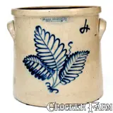 John Burger, JOHN BURGER / ROCHESTER Four-Gallon Stoneware Crock w/ Cobalt Foliate Design, circa 1860, Stoneware