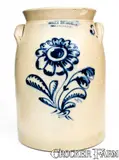 John Burger, JOHN BURGER / ROCHESTER Stoneware Jar w/ Fine Slip-Trailed Floral Decoration, circa 1860, Stoneware