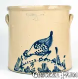 Brady & Ryan, 4 Gal. BRADY & RYAN / ELLENVILLE, NY Stoneware Crock w/ Pecking Chicken Decoration, circa 1885, Stoneware