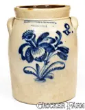 Harrington & Burger, 2 Gal. HARRINGTON & BURGER / ROCHESTER Stoneware Jar w/ Elaborate Decoration