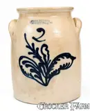 John Burger, 2 Gal. JOHN BURGER / ROCHESTER Stoneware Jar with Slip-Trailed Leaf Decoration, circa 1860, Stoneware
