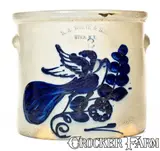 N.A. White & Son, N. A. WHITE & SON / UTICA, NY Stoneware Crock w/ Bold Flapping-Winged Bird