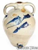 C. Boynton, Exceptional C. BOYNTON / TROY, NY Double-Handled Water Cooler w/ Incised Bird, circa 1825-29, Stoneware