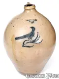 C. Boynton, Rare 3 Gal. C. BOYNTON / TROY Stoneware Jug with Incised Bird Decoration, circa 1830, Stoneware