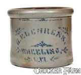 Herbert Behrens, H. F. BEHRENS / WHEELING, W. VA Stoneware Cake Crock, circa 1875, Stoneware