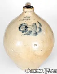 Extremely Rare 2 Gal. A. GAY / UTICA Stoneware Jug w/ Incised Dog by A. Gay, circa 1829, Stoneware, sold Mar 2019