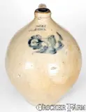 A. Gay, Extremely Rare 2 Gal. A. GAY / UTICA Stoneware Jug w/ Incised Dog, circa 1829, Stoneware