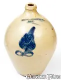 Humiston & Co., Rare 2 Gal. ORCUTT, HUMISTON & CO. / TROY Stoneware Jug with Floral Decoration, circa 1828-1829, Stoneware