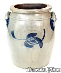 J. Mckenzie, 3 Gal. J. MCKENZIE / BEAVER, PA Stoneware Jar with Floral Decoration, mid 19th century, Stoneware