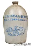 A.P. Donaghho, A. P. DONAGHHO / PARKERSBURG, W. VA Stoneware Jug w/ Stenciled Eagle Decoration