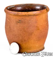 John Slothouer, Unusual Small-Sized York Co, PA Redware Jar, "John Slothouer / March the 23rd 1828", 1828, Redware