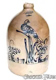 S. D. Kellogg, Rare and Exceptional S. D. KELLOGG/ WHATELY Stoneware Jug with Elaborate Bird Scene, circa 1851-1853, Stoneware