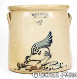 J.A. & C.W. Underwood, 4 Gal. J. A. & C. W. UNDERWOOD / FORT EDWARD, NY Stoneware Chicken Crock, circa 1865-1867, Stoneware