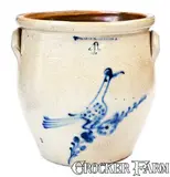 William Roberts, 4 Gal. W. ROBERTS / BINGHAMTON, NY Stoneware Jar with Bird Decoration, circa 1875, Stoneware