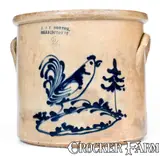 J. & E. Norton, 2 Gal. J. & E. NORTON / BENNINGTON, VT Stoneware Rooster Crock, circa 1855, Stoneware