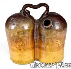 I. D. Richards, Rare Boston Stoneware Advertising Gemel, "I. D. RICHARDS / NO. 25 / ELM ST", mid 19th century, Stoneware