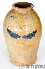 Liberty Forev, Outstanding LIBERTY FOREV / WARNE & LETTs 1807 / S. AMBOY. N. JERSY Jar, 1807, Stoneware
